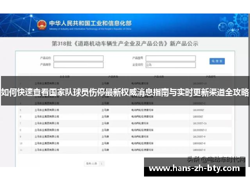 如何快速查看国家队球员伤停最新权威消息指南与实时更新渠道全攻略